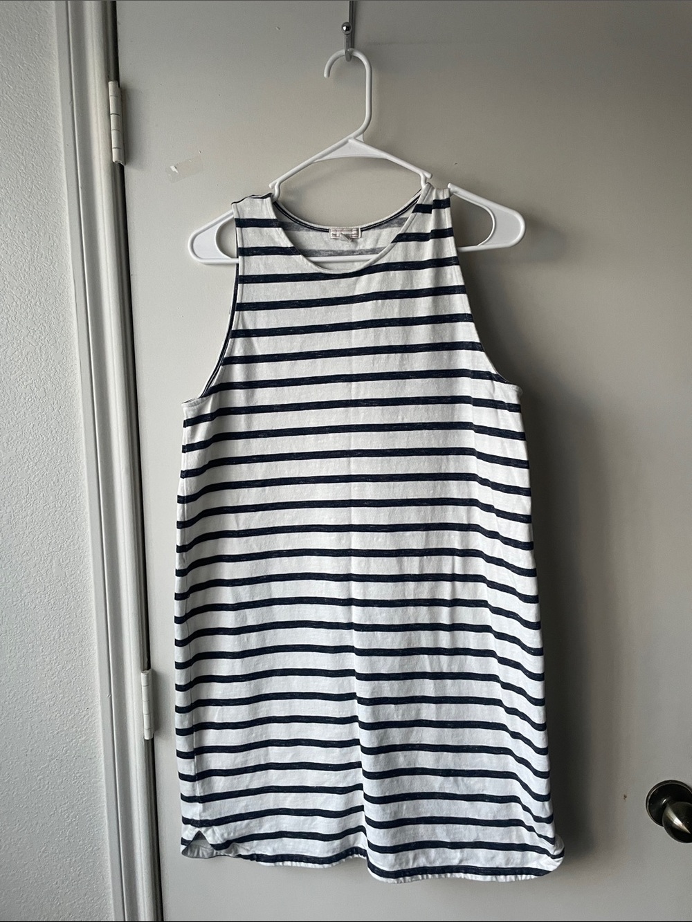 GAP White and Navy Striped Sleeveless Dress